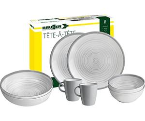 Brunner 0830143N.C4X Camping Tableware Set for 2 Persons, Tête-À-Tête Bellagio, 8-Piece