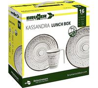 Brunner Camping Tableware Set 16 Pieces for 4 People - Kassandra Lunch Box - High Quality Melamine Non-Slip and Durable