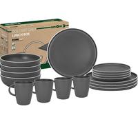 Brunner Dolomit Grey 16pc Stone Touch Melamine Lunchbox Tableware Set
