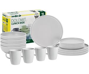 Brunner Dolomit Light Grey 16pc Stone Touch Melamine Lunchbox Tableware Set