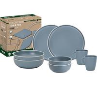Brunner Dolomit Melamine Camping Dinner Set, Anti Slip Outdoor Tableware Set, Lightweight Break Resistant Plates Bowls & Mugs, Caravan, Picnic & Camping Dining (Dolomit Blue, 8 Piece Set)