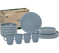 Brunner Dolomit Melamine Camping Dinner Set, Anti Slip Outdoor Tableware Set, Lightweight Break Resistant Plates Bowls & Mugs, Caravan, Picnic & Camping Dining (Dolomit Blue, 16 Piece Set)