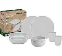 Brunner Dolomit Melamine Camping Dinner Set, Anti Slip Outdoor Tableware Set, Lightweight Break Resistant Plates Bowls & Mugs, Caravan, Picnic & Camping Dining (Dolomit White, 8 Piece Set)