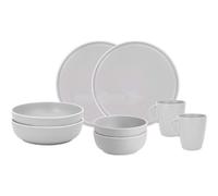 Brunner Dolomit Melamine Camping Dinner Set, Anti Slip Outdoor Tableware Set, Lightweight Break Resistant Plates Bowls & Mugs, Caravan, Picnic & Camping Dining (Dolomit White, 8 Piece Set)