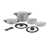Brunner Fusion Magnetogrip 7+1 Cookware Set - Induction-Compatible Non-Stick Ceramic Pots & Pans for Campervan, Caravan & Boat - Stackable Space-Saving Design with Fold-Down Magnetic Handles (20cm)