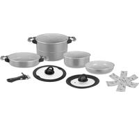 Brunner Fusion Magnetogrip 7+1 Cookware Set - Induction-Compatible Non-Stick Ceramic Pots & Pans for Campervan, Caravan & Boat - Stackable Space-Saving Design with Fold-Down Magnetic Handles (22cm)