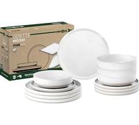 BRUNNER: Melamine Crockery Set Camping | 12 Pieces - Plates & Bowls for 2-4 People | Midday Odette - Stackable, Scratch-Resistant