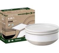 BRUNNER: Melamine Crockery Set Camping | 7 Pieces - Plates, Bowls & Salad Bowl for 1-2 People | 6-in-1 Set Odette - Stackable, Scratch-Resistant