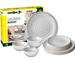 Brunner Savanna Stone Touch Premium Melamine Picnic / Camping Midday Dinner Set