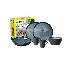 Brunner Stone Touch Camping Tableware Set Tete-a-Tete 2 Person 8 Piece Venetian