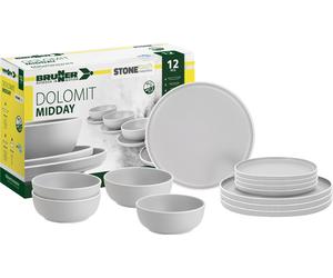 Brunner Stone Touch Premium Melamine Picnic Midday Dinner Set Dolomit Light Grey