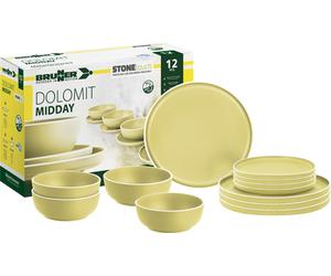 Brunner Stone Touch Premium Melamine Picnic Midday Dinner Set Dolomit Yellow