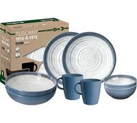 Brunner Stonetouch Melamine Caravan Dinner Set, Anti Slip Outdoor Tableware Set, Lightweight Break Resistant Plates Bowls & Mugs - Camping, Motorhome, Picnic Dining Set (Tuscany, 8 Piece Set)