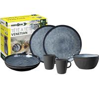 Brunner Stonetouch Melamine Caravan Dinner Set, Anti Slip Outdoor Tableware Set, Lightweight Break Resistant Plates Bowls & Mugs - Camping, Motorhome, Picnic Dining Set (Venetian, 8 Piece Set)