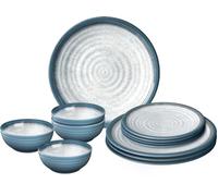 Brunner Stonetouch Melamine Caravan Dinner Set, Anti Slip Outdoor Tableware Set, Lightweight Break Resistant Plates Bowls & Mugs - Camping, Motorhome, Picnic Dining Set (Tuscany, 12 Piece Set)