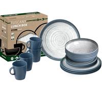 Brunner Stonetouch Melamine Caravan Dinner Set, Anti Slip Outdoor Tableware Set, Lightweight Break Resistant Plates Bowls & Mugs - Camping, Motorhome, Picnic Dining Set (Tuscany, 16 Piece Set)