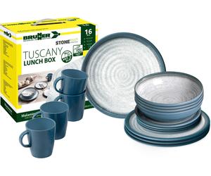 Brunner Tuscany 16pc Stone Touch Melamine Lunchbox Tableware Set