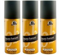 Bruno Banani Deodorant Spray Man`S Best 3 X 150ml 24H Lasting Scent -with Spicy