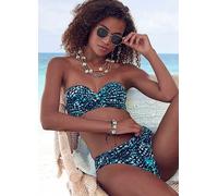 Bruno Banani Underwired Bandeau Bikini Set Navy Print