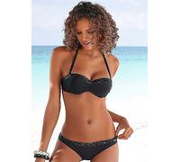 Bruno Banani Underwired Bandeau Sequin Trim Bikini Set Black