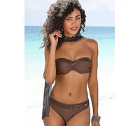Bruno Banani Underwired Bandeau Sequin Trim Bikini Set Coffee
