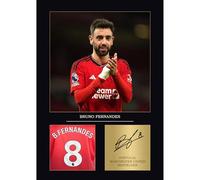 Bruno Fernandes Gift Signed A4 Print Display Manchester United Gifts For Boys Digitally Reproduced Signature Man United Gifts For Men (Framed)