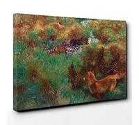 Bruno Liljefors Fox Stalking Wild Ducks Canvas Print | Gallery Wrapped 30mm Frame Wall Art | 30x20 inches | Ready to Hang | Modern Animals Picture | Living Room Bedroom Lounge Office