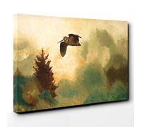 Bruno Liljefors Landscape with Snipe Bird Canvas Print | Gallery Wrapped 30mm Frame Wall Art | 30x20 inches | Ready to Hang | Modern Animals Picture | Living Room Bedroom Lounge Office