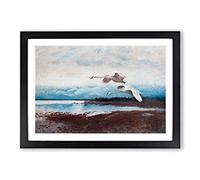 Bruno Liljefors Swans in Flight Framed Print | A2 Oak Framed Wall Art | Ready to Hang | Modern Animal Picture | Living Room Bedroom Lounge Office
