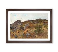Bruno Liljefors The Fox Hunt Framed Print | A2 Walnut Framed Wall Art | Ready to Hang | Modern Animal Picture | Living Room Bedroom Lounge Office