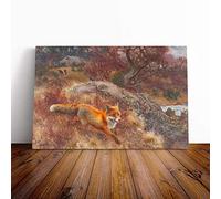 Bruno Liljefors The Fox Hunt Vol.2 Canvas Print | Gallery Wrapped 30mm Frame Wall Art | 20x14 inches | Ready to Hang | Modern Animals Picture | Living Room Bedroom Lounge Office