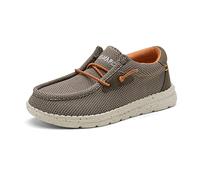 Bruno Marc Boy's Slip-on Casual Loafers Shoes, Khaki, 4 Big Kid