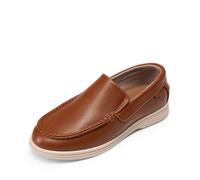 Bruno Marc Boys Slip-On Loafers for Toddler to Big Kids Easy On Off Dress Shoes with Cushioned Insole Anti-Slip TPR Sole School Playdates Casual Comfort,Size 4 Big Kid,Brown,KKUMLS2501