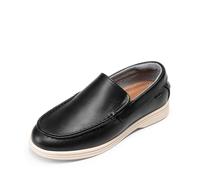 Bruno Marc Boys Slip-On Loafers for Toddler to Big Kids Easy On Off Dress Shoes with Cushioned Insole Anti-Slip TPR Sole School Playdates Casual Comfort,Size 1 Big Kid,Black,KKUMLS2501