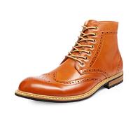 Bruno Marc Men's Ankle Oxford Boot,Brown,10