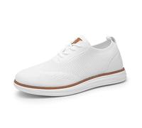 Bruno Marc Men's KnitFlex Breeze Mesh Sneakers Oxfords Lace-Up Lightweight Casual Walking Shoes,Size 9.5,White,GRAND-02