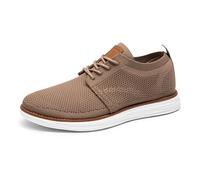 Bruno Marc Men's KnitFlex Breeze Mesh Sneakers Oxfords Lace-Up Lightweight Casual Walking Shoes,Size 7,Light/Brown,GRAND-01