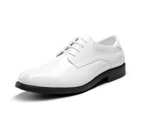 Bruno Marc Men's Lace Up Formal Dress Shoes Leather Shoes, Brogues Derby in Business, Casual, Work,Size 5.5,White/Pat,DOWNING-02