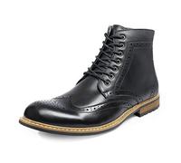 Bruno Marc Men's Leather Brogue Ankle Boots Classic Lace Up Dress Boots for Casual or Formal Wear,Size 11,Black,BERGEN-01