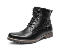 Bruno Marc Men's Leather Lace Up work Boots, Classic Combat and motorcycle biker military Boots for Men,Size 12,Black,PHILLY-3