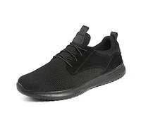 Bruno Marc Men's Slip On Summer Trainers Lightweight Sneakers Casual Stand on Air Walking Shoes, Lace Up Breathable Shoes,Size 9,Black,Walk_Work_01