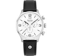Bruno Sohnle Mens Padua 42mm Chronograph White Dial Black Leather Strap 17-13196-921