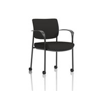 Brunswick Deluxe With Arms Black Frame With Castors Black Fabric Back Black Seat