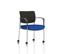 Brunswick Deluxe Black Fabric Back Chrome Frame Seat Blue + Arms
