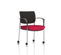 Brunswick Deluxe Black Fabric Back Chrome Frame Seat Cherry + Arms