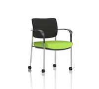 Brunswick Deluxe Black Fabric Back Chrome Frame Seat Green + Arms