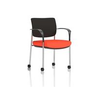 Brunswick Deluxe Black Fabric Back Chrome Frame Seat Orange + Arms