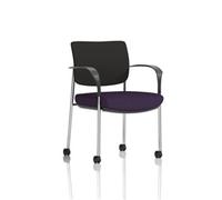 Brunswick Deluxe Black Fabric Back Chrome Frame Seat Purple + Arms
