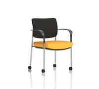 Brunswick Deluxe Black Fabric Back Chrome Frame Seat Yellow + Arms