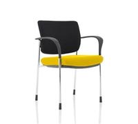 Brunswick Deluxe Black Fabric Back Chrome Frame Seat Yellow With Arms